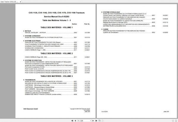 Case Tractor CVX1135 CVX1145 CVX1155 CVX1170 CVX1190 Service Manual FR 2