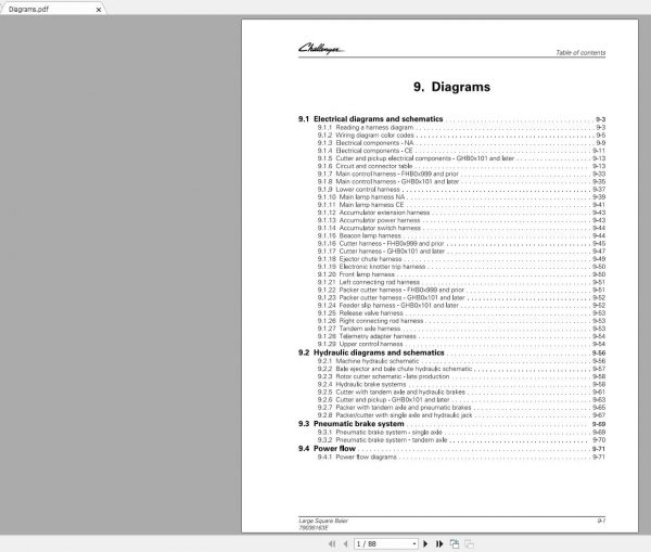 Challenger EU LARGE SQUARE BALER 2240 2250 2260 2270 2270 XD 2290 Schematic PDF EN 1