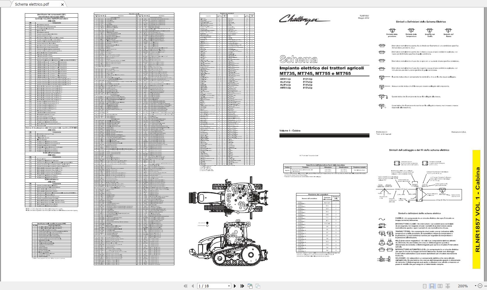 Challenger EU Tractor MT735 MT745 MT755 MT765 MT745B MT755B MT765B Schematic PDF ITA 1
