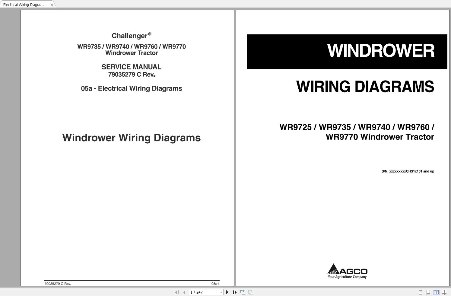 Challenger EU WINDROWER TRACTOR WR9735 WR9740 WR9760 WR9770 Schematic PDF EN 1