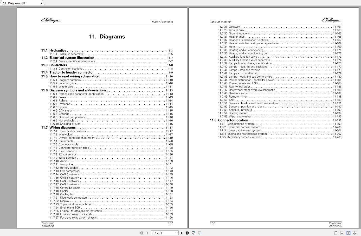 Challenger EU WINDROWER TRACTOR WR9950 WR9960 WR9970 WR9980 Schematic PDF EN 1