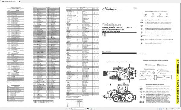 Challenger MT735 MT745 MT755 MT765 MT745B MT755B MT765B Elektrische Hydraulik Schaltplane 1