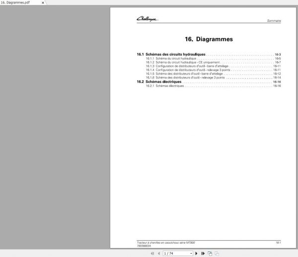Challenger NA TRACTOR MT800 Series Schematic PDF FR 1