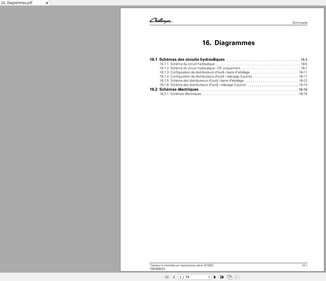 Challenger NA TRACTOR MT800 Series Schematic PDF FR 1