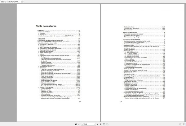 DEUTZ FAHR AGROFARM 85 100 Operators Manual FR 2