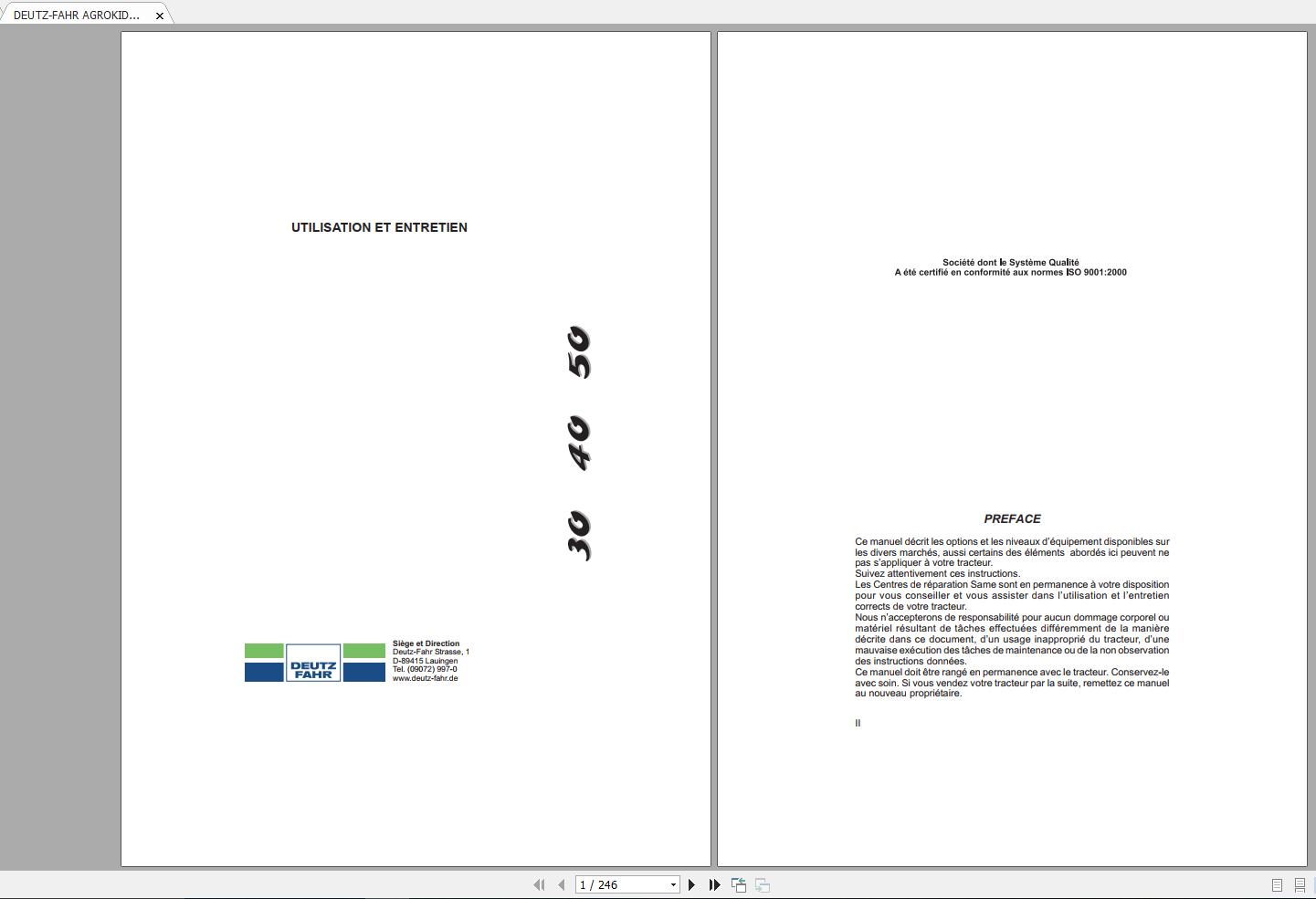 DEUTZ FAHR AGROKID 30 40 50 User Maintenance Manual FR 1