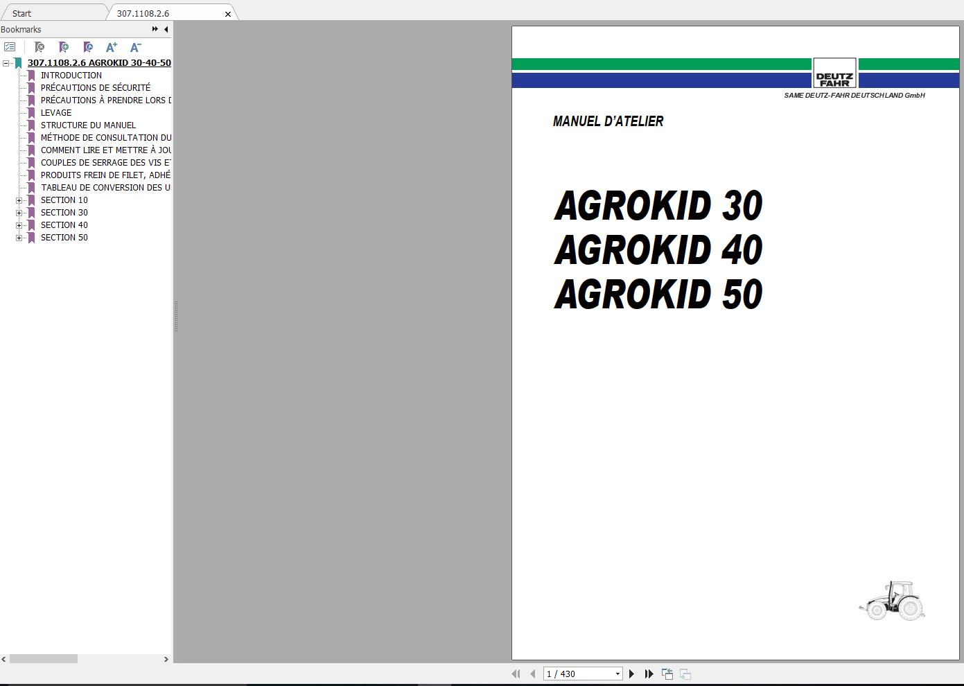 DEUTZ FAHR AGROKID 30 40 50 Workshop Manual FR 1