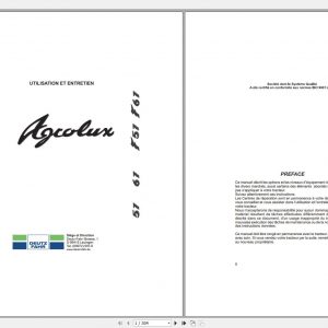 DEUTZ FAHR AGROLUX 57 67 F57 F67 User Maintenance Manual FR 1