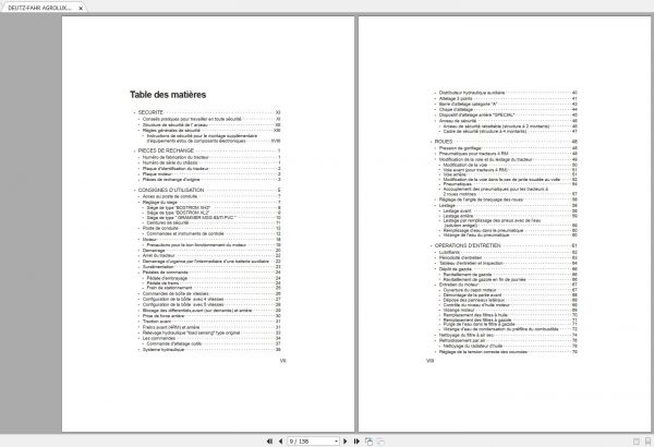 DEUTZ FAHR AGROLUX 80 90 User Maintenance Manual FR 2