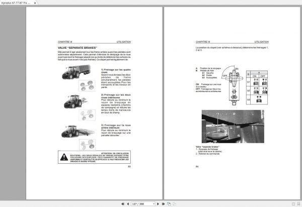 DEUTZ FAHR AGROPLUS 67 77 87 Power Shuttle Operators Manual FR 2