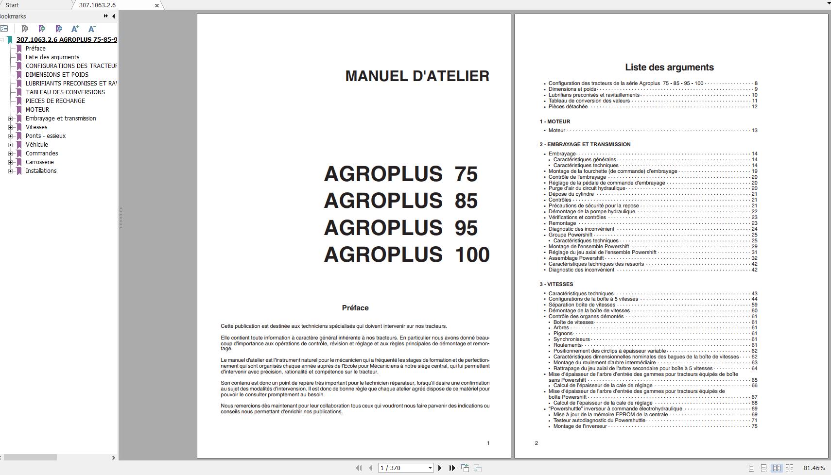 DEUTZ FAHR AGROPLUS 75 85 95 100 Workshop Manual FR 1