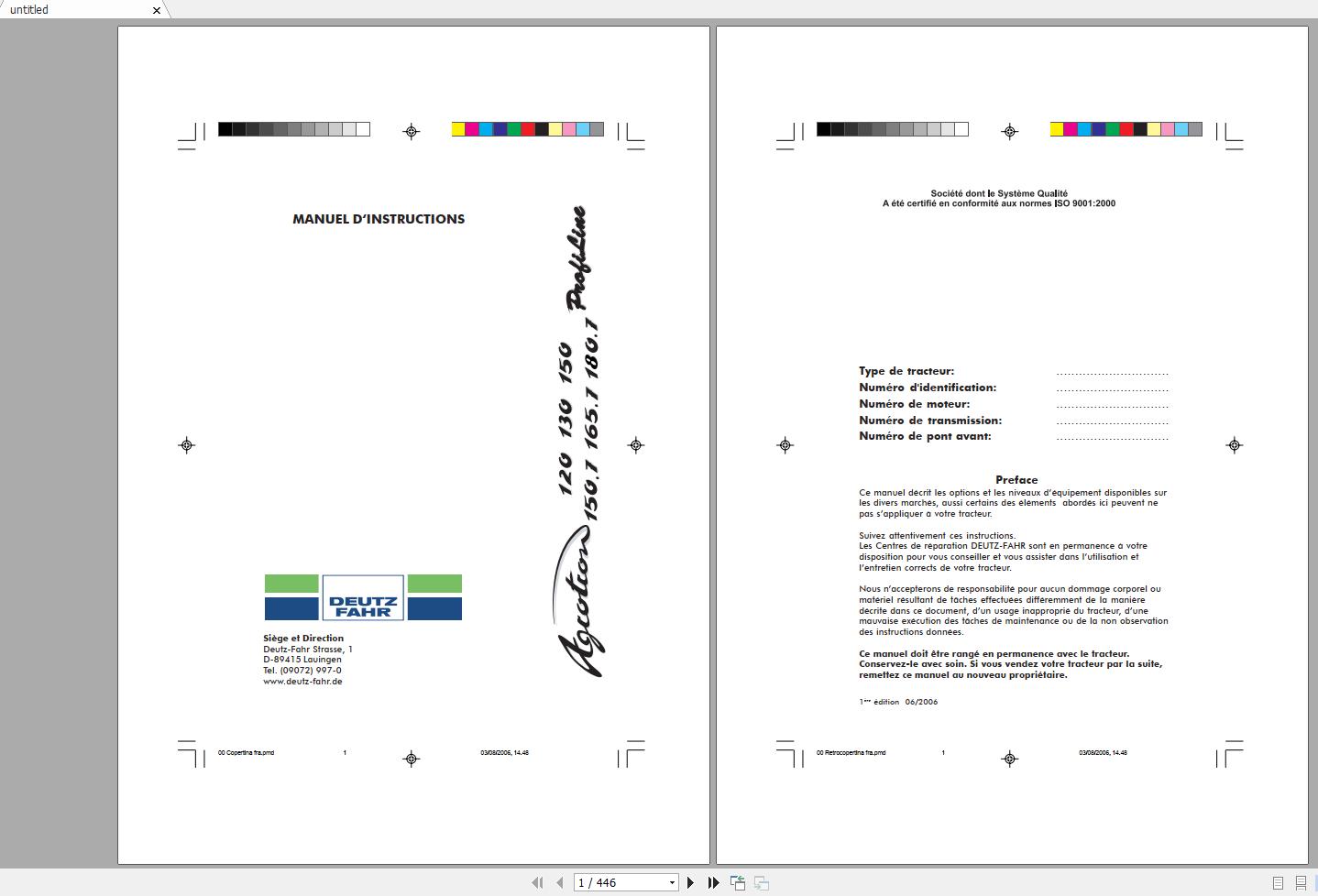 DEUTZ FAHR AGROTRON 120 130 150 150.7 165.7 180.7 Profiline Operators Manual FR 1