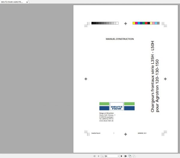 DEUTZ FAHR AGROTRON 120 130 150 Operators Manual FR 1