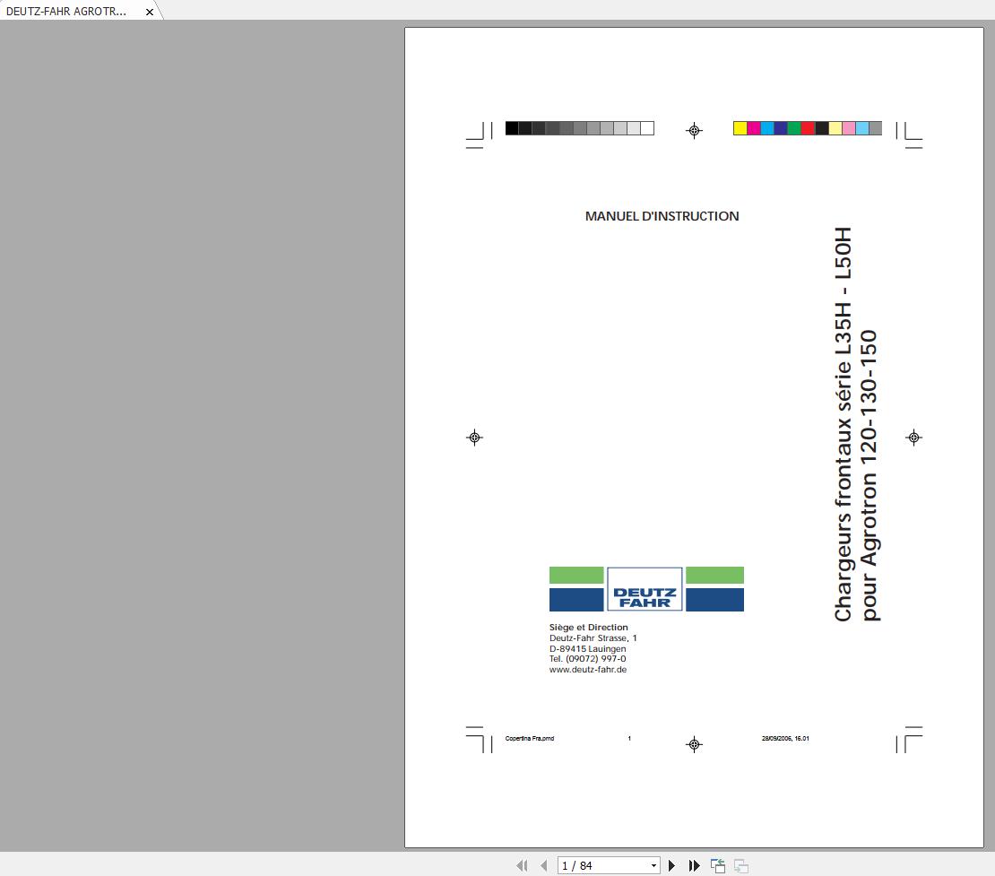 DEUTZ FAHR AGROTRON 120 130 150 Operators Manual FR 1