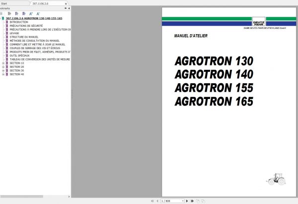 DEUTZ FAHR AGROTRON 130 140 155 165 Workshop Manual FR