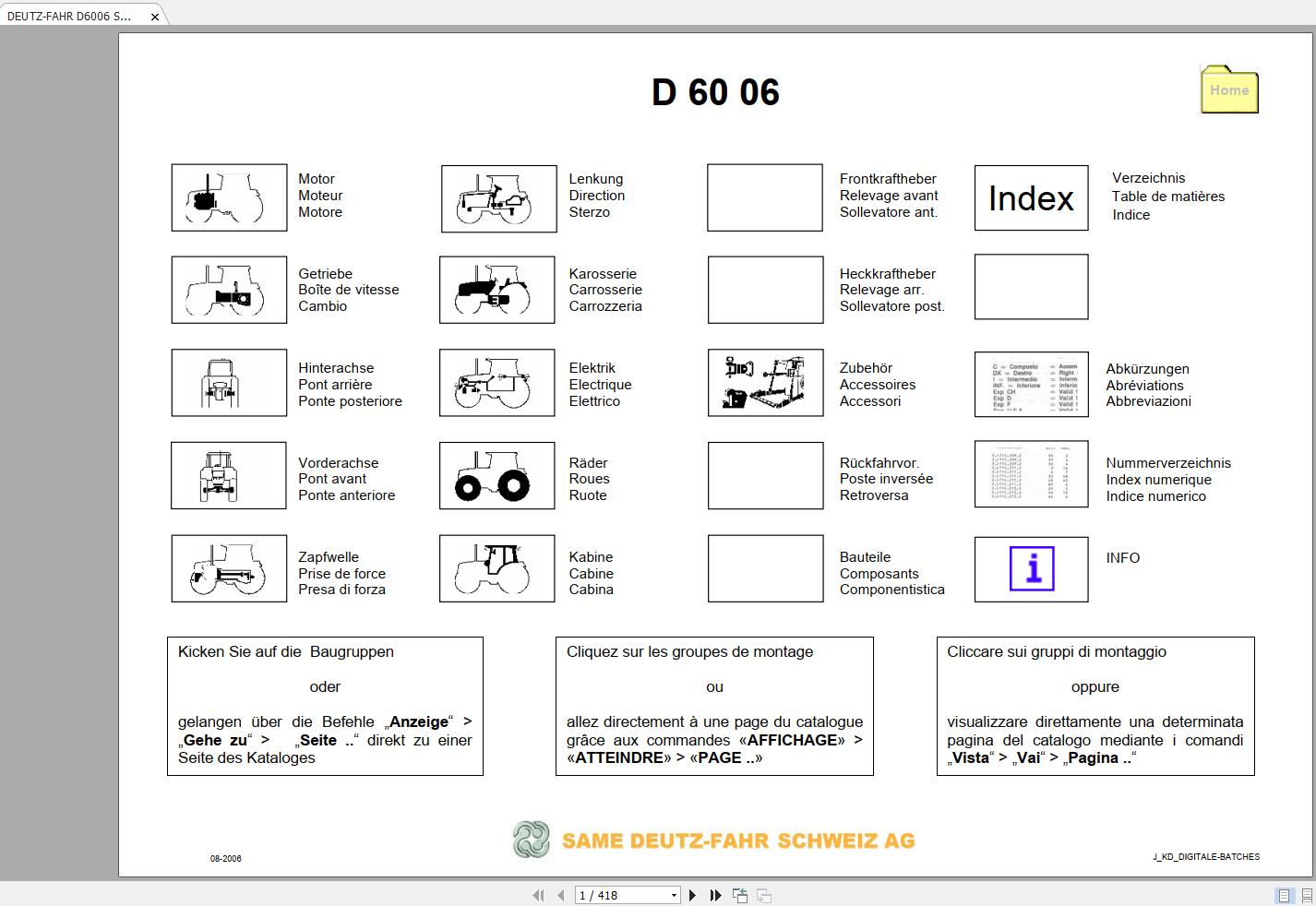 DEUTZ FAHR D6006 Spare Parts Catalog ENDEESFR 1