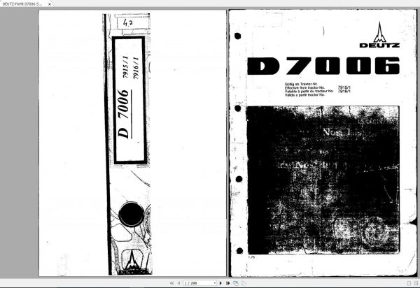 DEUTZ FAHR D7006 Spare Parts Catalog ENDEESFR 1