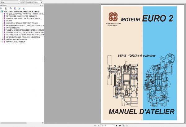 DEUTZ FAHR MOTEURS SDF 1000.3.4.6 W EURO 2 Workshop Manual FR 1