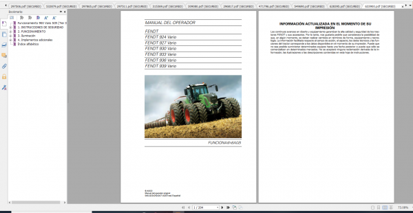 FFendt Tractor 900 Vario Scr3b VIN 941 946 Diagram Operation Manual Workshop Manual ES 3