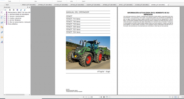 FFendt Tractor 900 Vario Scr3b VIN 941 946 Diagram Operation Manual Workshop Manual ES 4