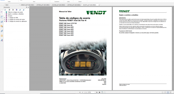 FFendt Tractor 900 Vario Scr3b VIN 941 946 Diagram Operation Manual Workshop Manual ES 7