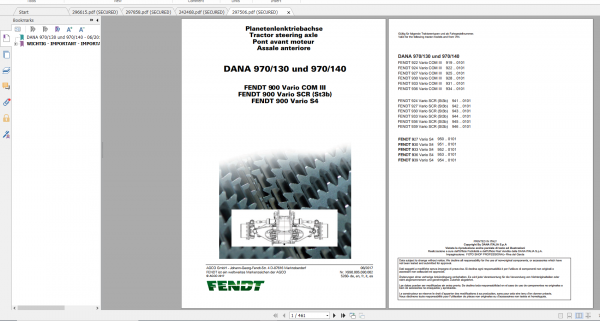 FFendt Tractor 900 Vario Scr3b VIN 941 946 Diagram Operation Manual Workshop Manual ES 8