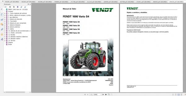 Fendt Tractor 1000 Vario S4 VIN 527 530 Diagram Operation Manual Workshop Manual ES 3