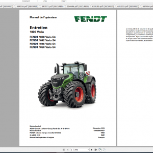 Fendt Tractor 1000 Vario S4 VIN 527 530 Diagram Operation Workshop Manual FR 3
