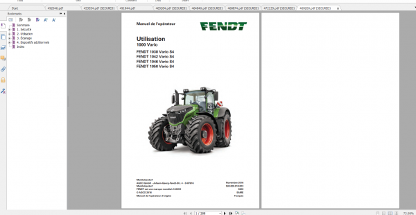 Fendt Tractor 1000 Vario S4 VIN 527 530 Diagram Operation Workshop Manual FR 6