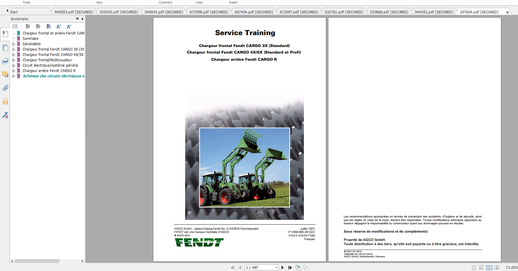 Fendt Tractor 200 Vario S3 VIN 300 304 Diagram Operator Workshop Manual FR 1