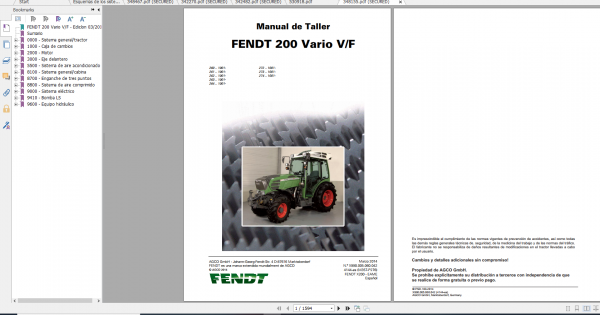 Fendt Tractor 200 Vario VFP Com3 VIN 260 264 272 274 Diagram Operator Workshop Manual ES 3