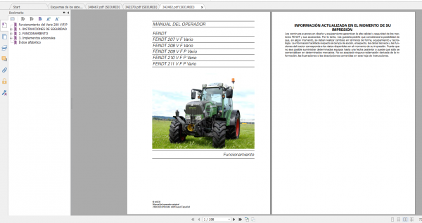 Fendt Tractor 200 Vario VFP Com3 VIN 260 264 272 274 Diagram Operator Workshop Manual ES 5