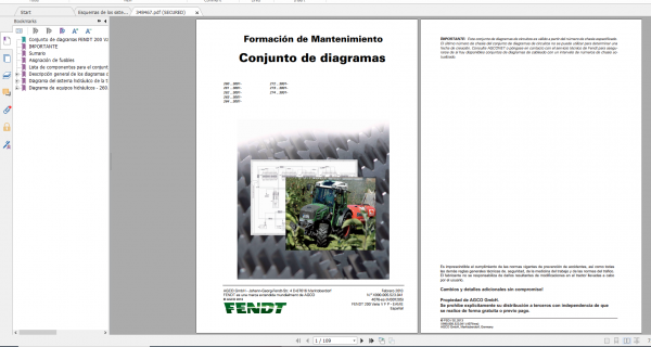 Fendt Tractor 200 Vario VFP Com3 VIN 260 264 272 274 Diagram Operator Workshop Manual ES 7