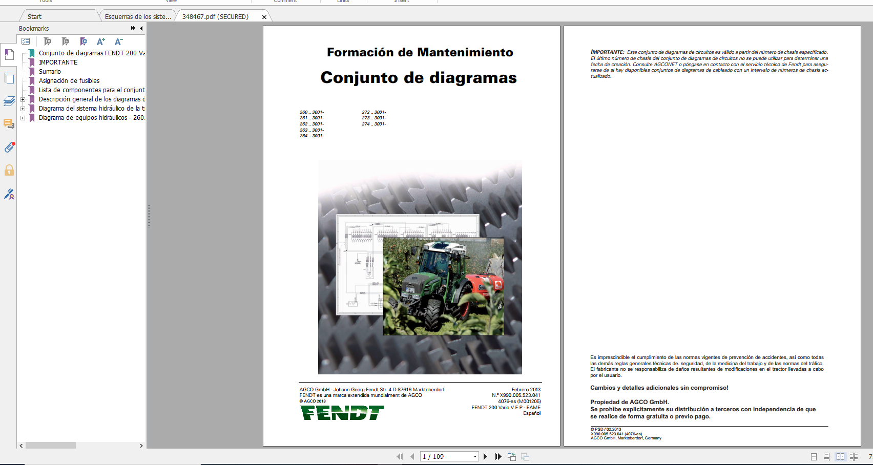 Fendt Tractor 200 Vario VFP Com3 VIN 260 264 272 274 Diagram Operator Workshop Manual ES 7