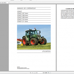 Fendt Tractor 200 Vario VFP Com3 VIN 260 264 272 274 Operator Workshop Manual FR 4