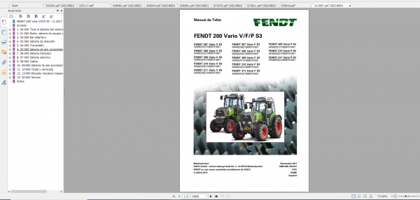 Fendt Tractor 200 Vario VFP S3 VIN 232 236 239 243 251 253 Diagram Operator Workshop Manual ES 1