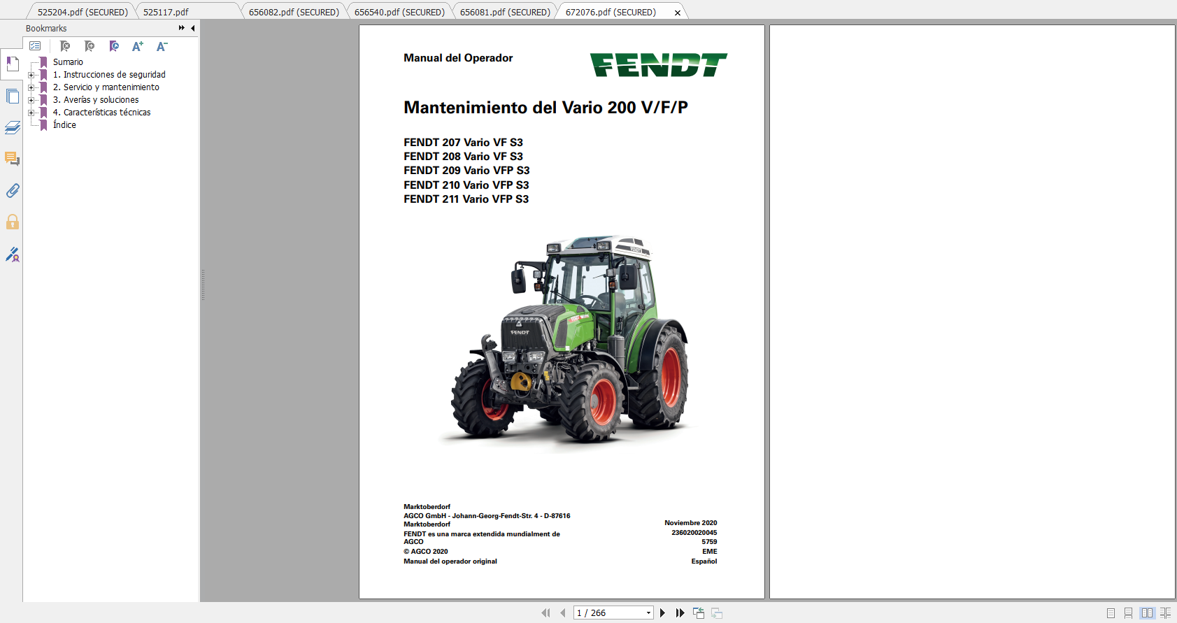Fendt Tractor 200 Vario VFP S3 VIN 232 236 239 243 251 253 Diagram Operator Workshop Manual ES 4