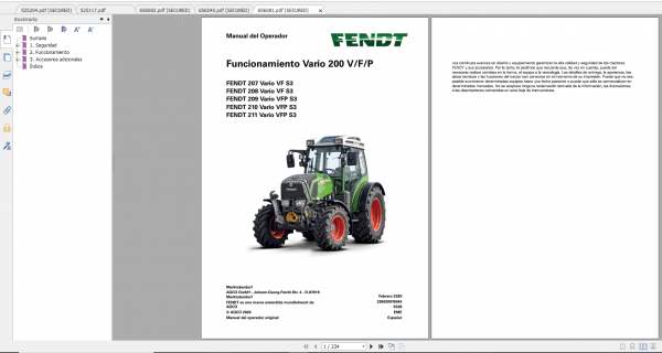 Fendt Tractor 200 Vario VFP S3 VIN 232 236 239 243 251 253 Diagram Operator Workshop Manual ES 5