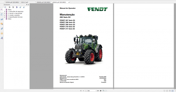 Fendt Tractor 200 Vario VFP S3 VIN 232 236 239 243 251 253 Diagram Operator Workshop Manual ES 6