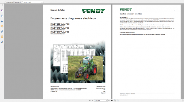 Fendt Tractor 200 Vario VFP S3 VIN 232 236 239 243 251 253 Diagram Operator Workshop Manual ES 8