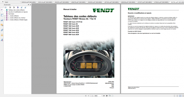 Fendt Tractor 200 Vario VFP S3 VIN 232 236 239 243 251 253 Diagram Operator Workshop Manual FR 2