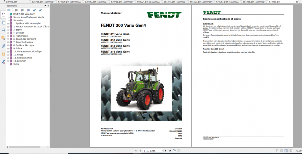 Fendt Tractor 300 Vario Gen4 VIN 351 354 Diagram Workshop Manual FR 1