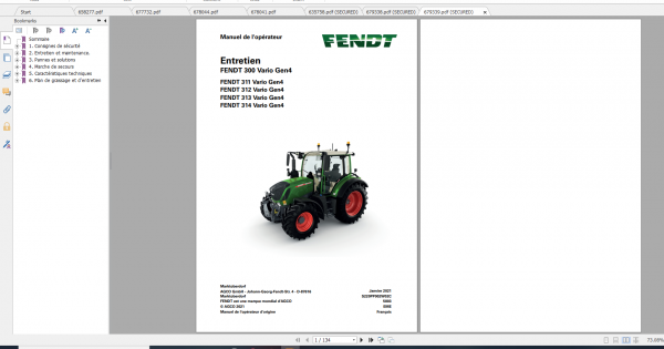 Fendt Tractor 300 Vario Gen4 VIN 351 354 Diagram Workshop Manual FR 3