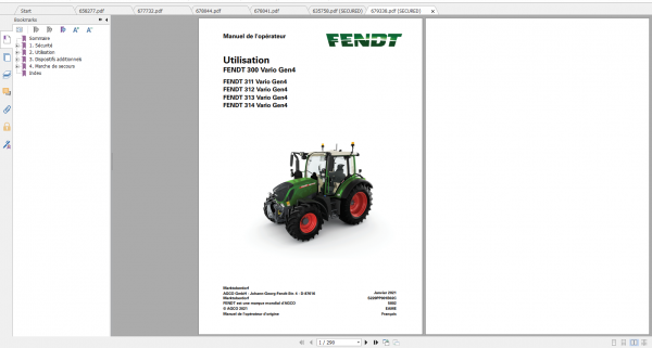 Fendt Tractor 300 Vario Gen4 VIN 351 354 Diagram Workshop Manual FR 4