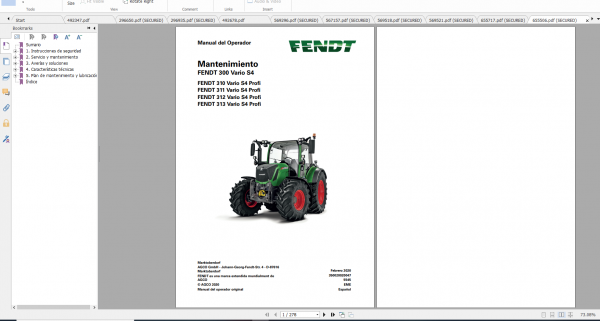 Fendt Tractor 300 Vario S4 VIN 347 350 Diagram Operation Manual Workshop Manual ES 11