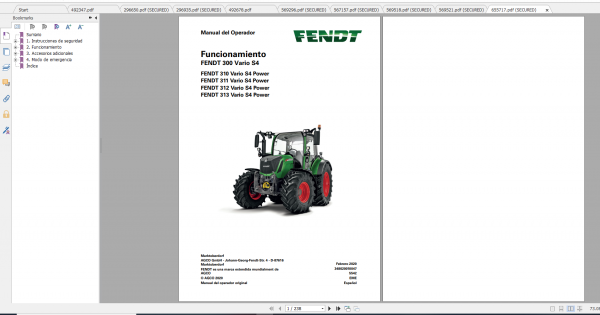Fendt Tractor 300 Vario S4 VIN 347 350 Diagram Operation Manual Workshop Manual ES 12