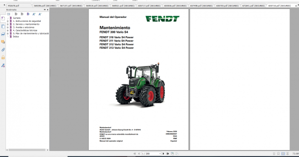 Fendt Tractor 300 Vario S4 VIN 347 350 Diagram Operation Manual Workshop Manual ES 7