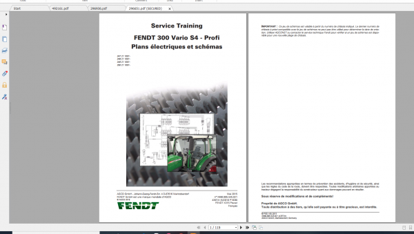 Fendt Tractor 300 Vario S4 VIN 347 350 Diagram Operation Manual Workshop Manual FR 13