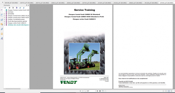 Fendt Tractor 300 Vario S4 VIN 347 350 Diagram Operation Manual Workshop Manual FR 2