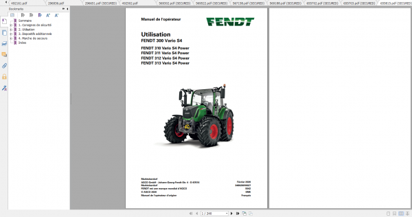Fendt Tractor 300 Vario S4 VIN 347 350 Diagram Operation Manual Workshop Manual FR 6
